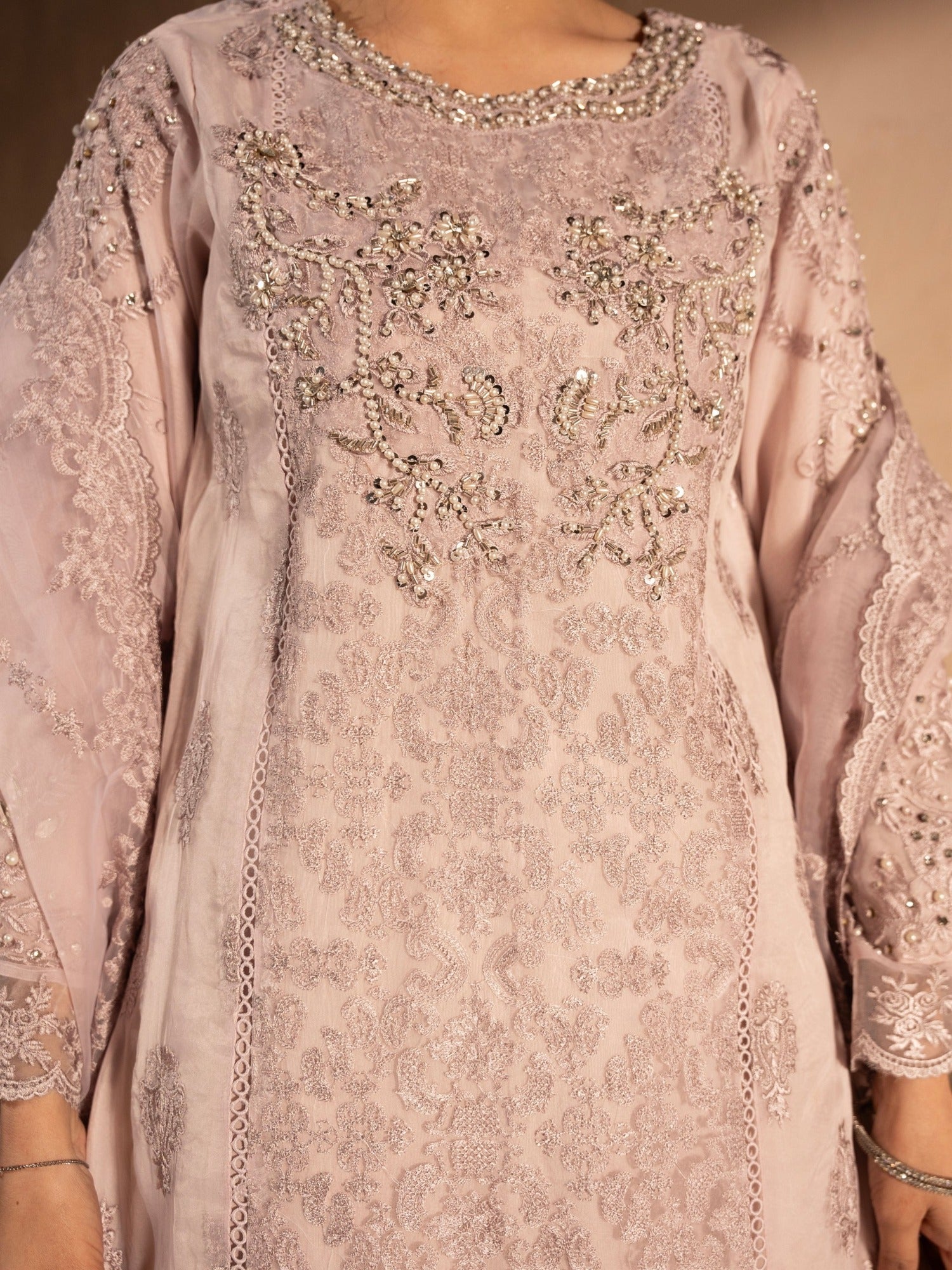 Lilac-Manahil Arts Organza Embellished Stitched 3-Piece Suit-K-183-Lilac