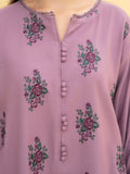 Purple-Pyara Jora Linen Embroidered Stitched 3-Piece Suit-Mahnoor