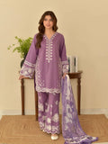 Purple-Ayat Closet Lawn Embroidered Stitched 3-Piece Suit-Zara