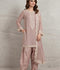 Savarna Chiffon Raw Silk Embroidered Stitched 3-Piece Suit-Beige Tea Pink 3