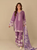 Purple-Pyara Jora Lawn Embroidered Stitched 3-Piece Suit-Purple Lux