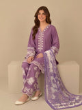 Purple-Pyara Jora Lawn Embroidered Stitched 3-Piece Suit-Purple Lux