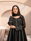 Black Manahil Arts Chiffon Embellished Stitched 3-Piece Suit-L-025-Black