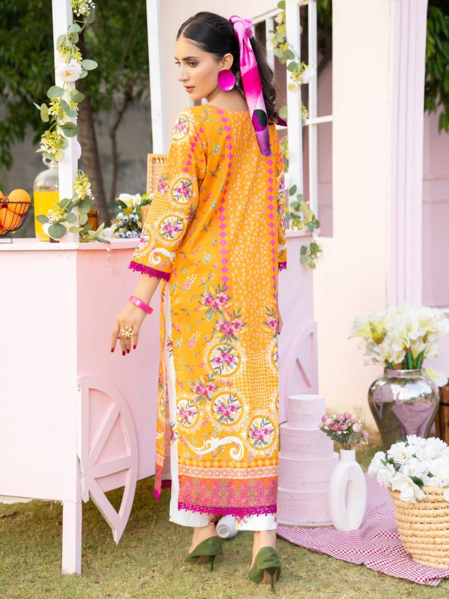 Yellow -Fatima Hussain Lawn Pret Printed Stitched 3-Piece Suit