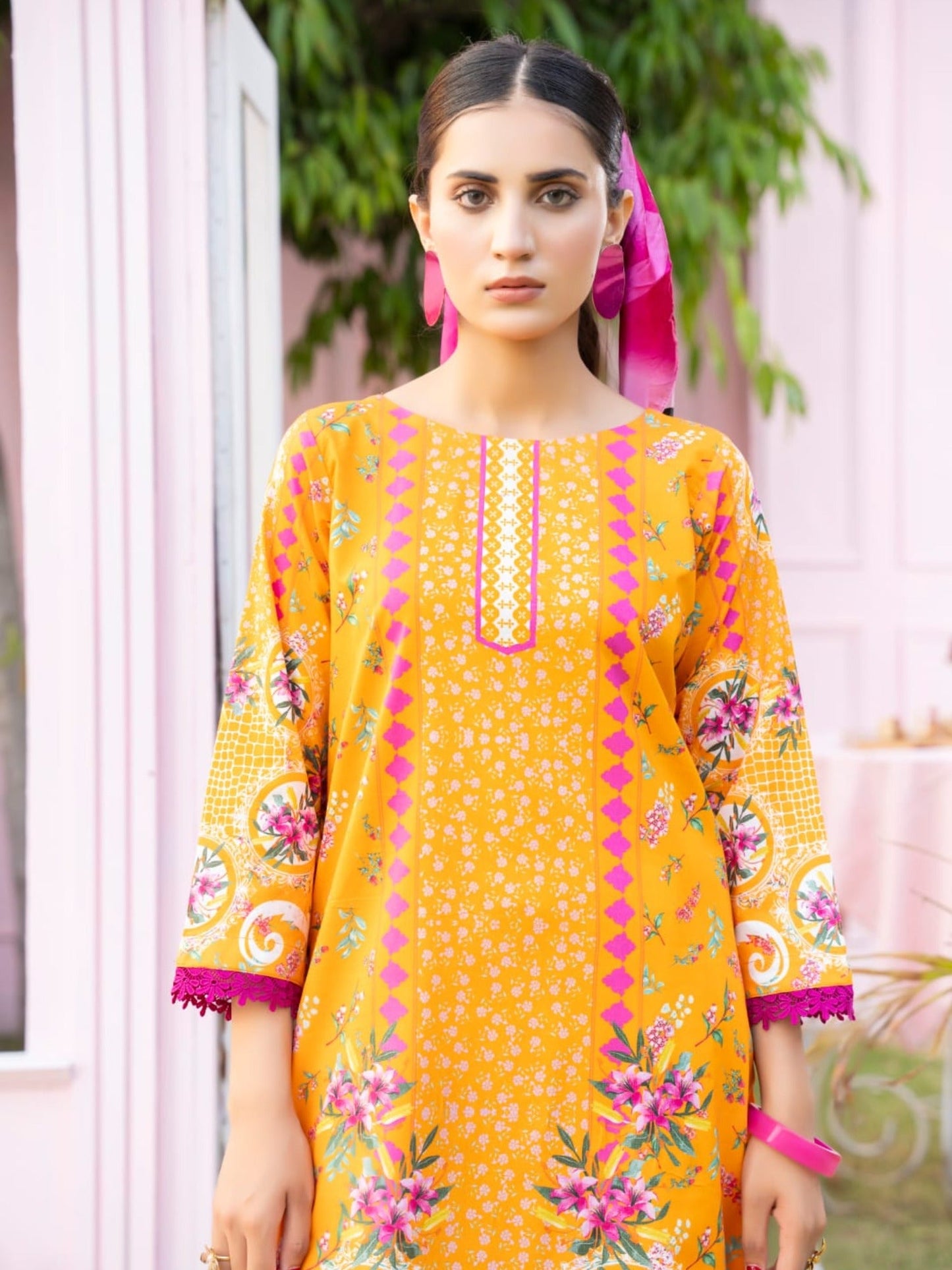 Yellow -Fatima Hussain Lawn Pret Printed Stitched 3-Piece Suit