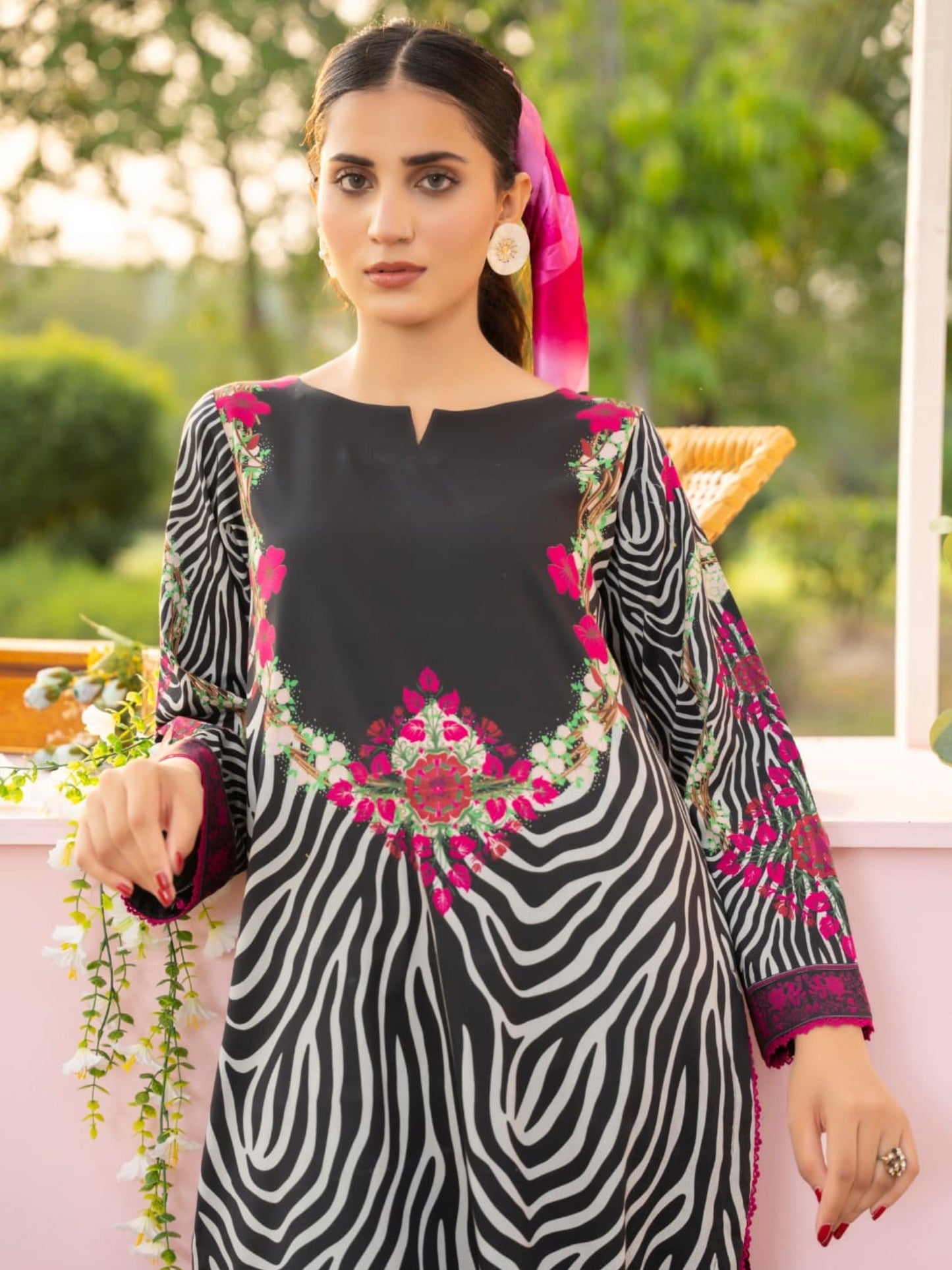 Black-Fatima Hussain Lawn Pret Printed Stitched 3-Piece Suit