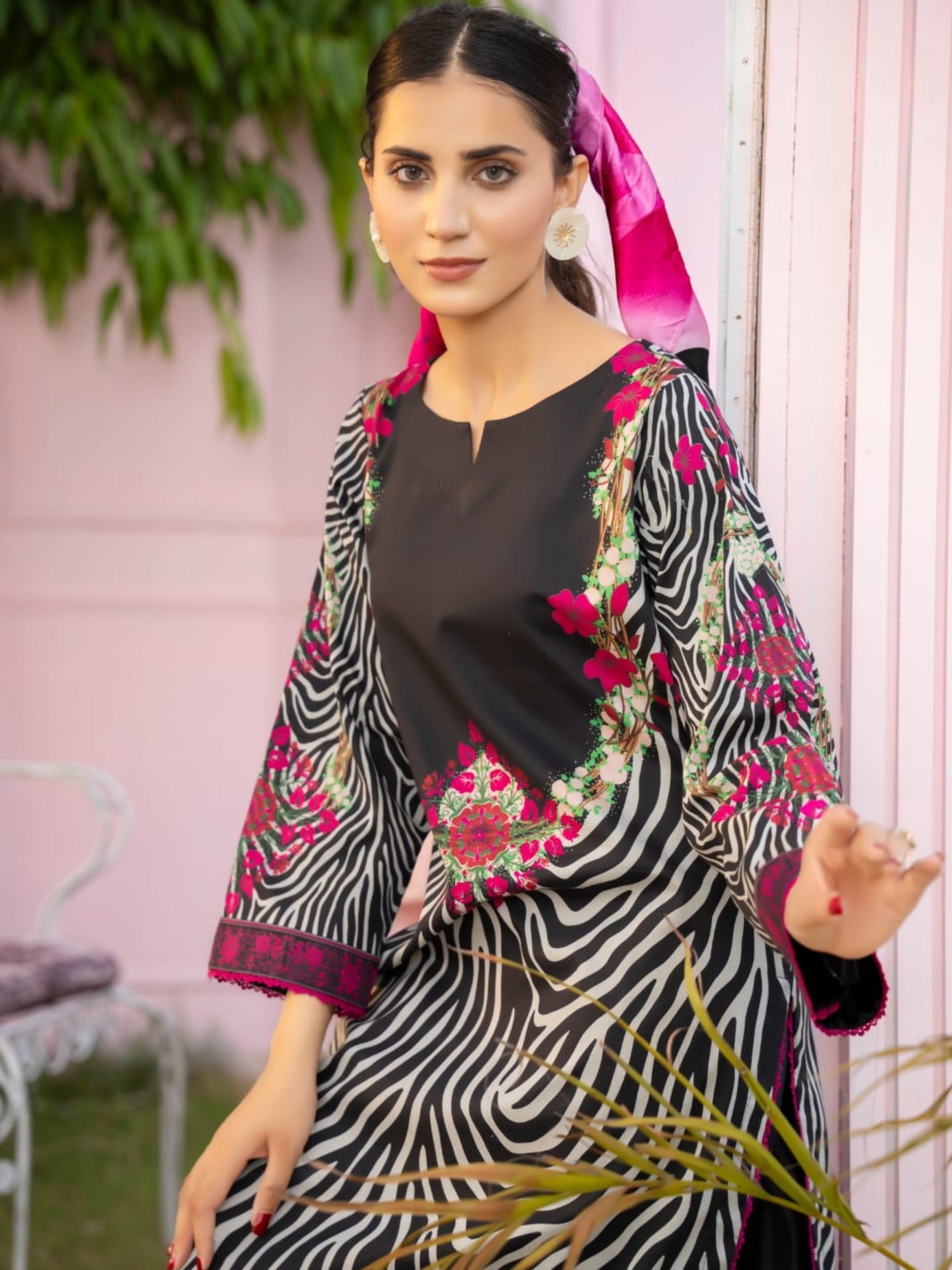 Black-Fatima Hussain Lawn Pret Printed Stitched 3-Piece Suit