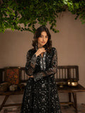 Black Manahil Arts Organza Embellished Stitched 3-Piece Suit-K-151-Black