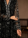 Black Manahil Arts Organza Embellished Stitched 3-Piece Suit-K-151-Black
