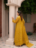 Manahil Arts Organza Embellished Stitched 3-Piece Suit-K-151-Mustard