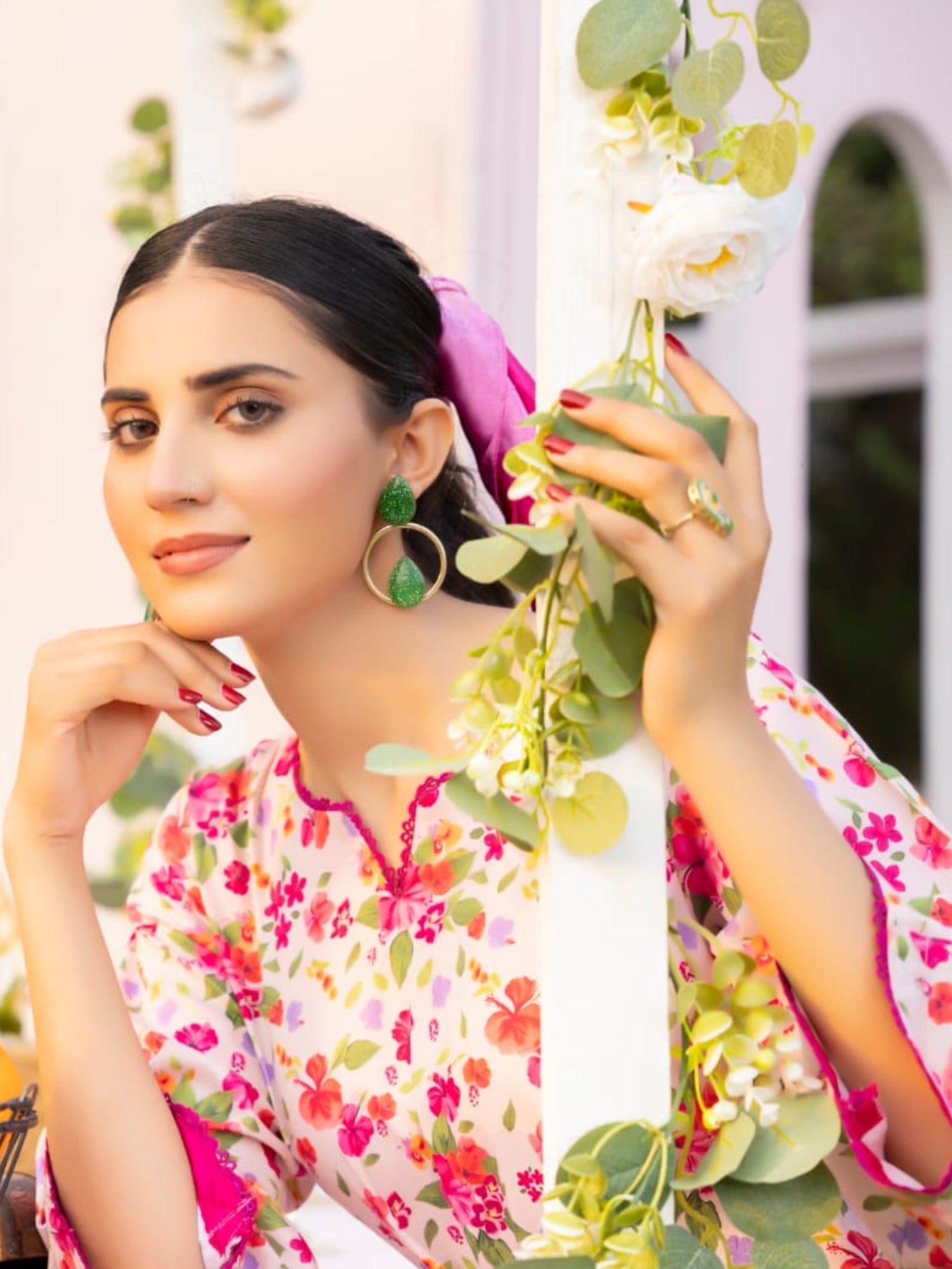White and Pink-Fatima Hussain Lawn Printed Stitched 2-Piece Suit