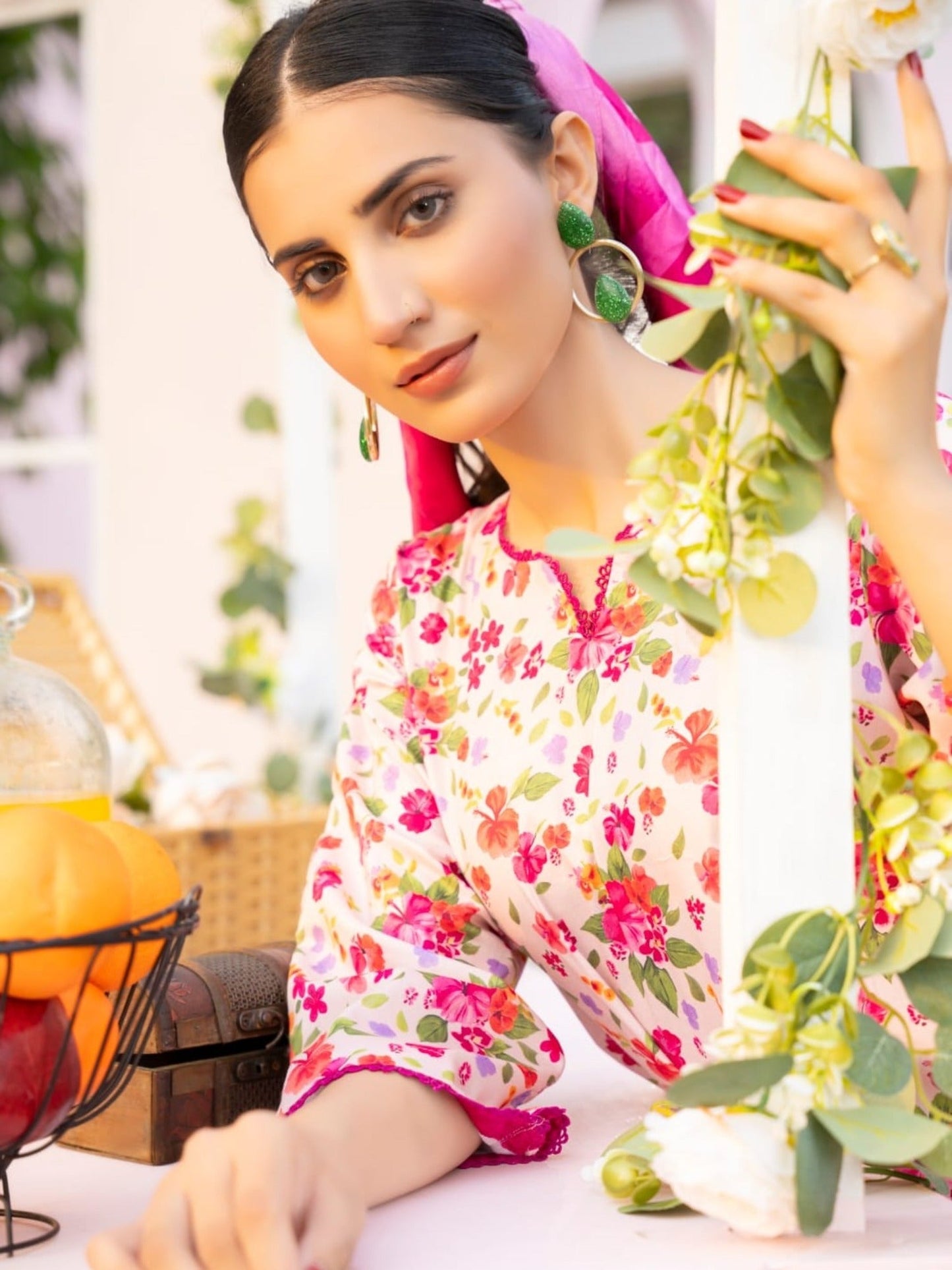White and Pink-Fatima Hussain Lawn Printed Stitched 2-Piece Suit