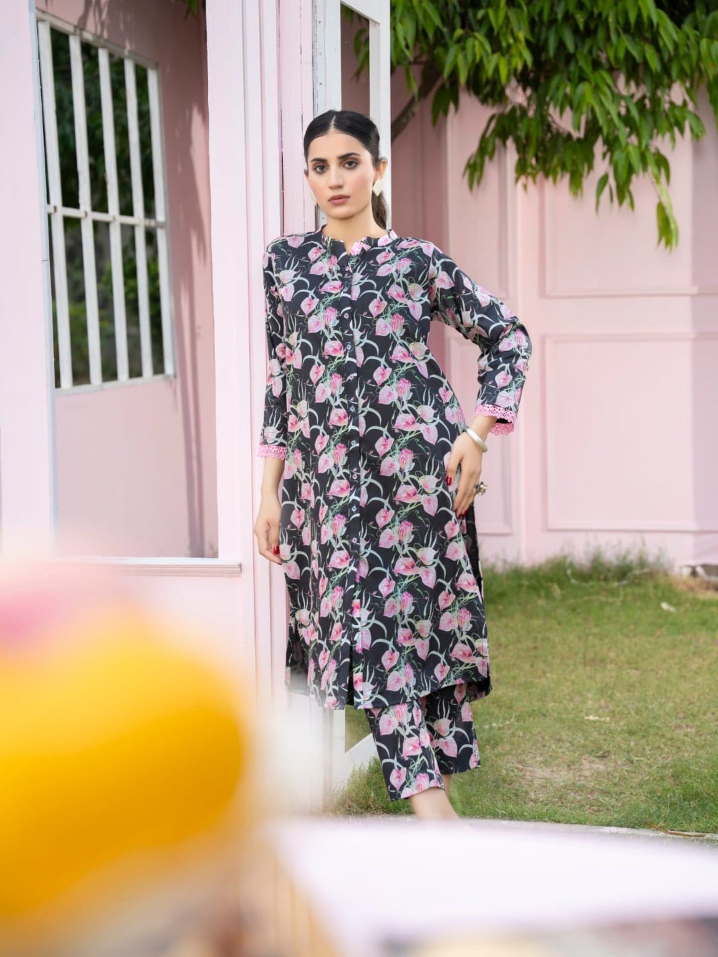 Black-Fatima Hussain Lawn Printed Stitched 2-Piece Suit