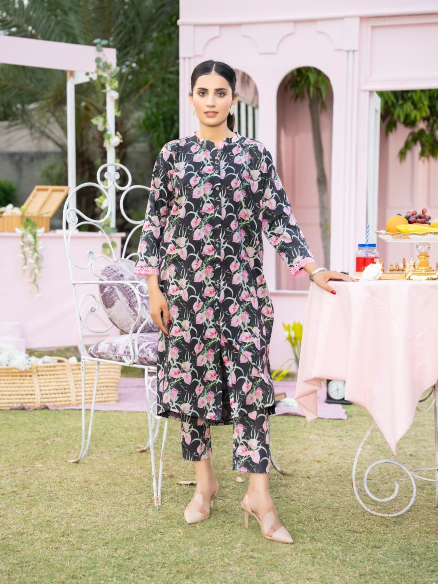 Black-Fatima Hussain Lawn Printed Stitched 2-Piece Suit