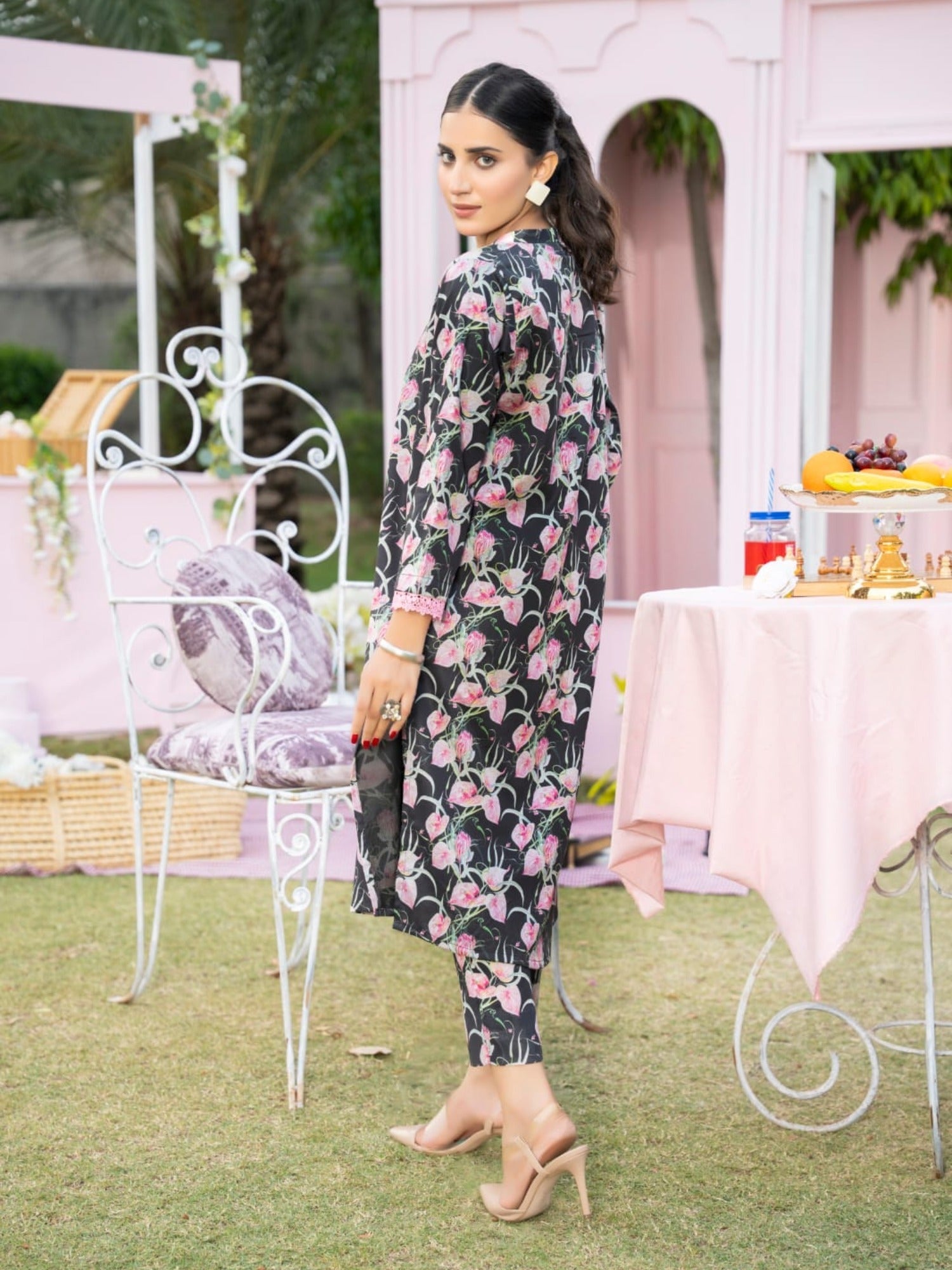 Black-Fatima Hussain Lawn Printed Stitched 2-Piece Suit