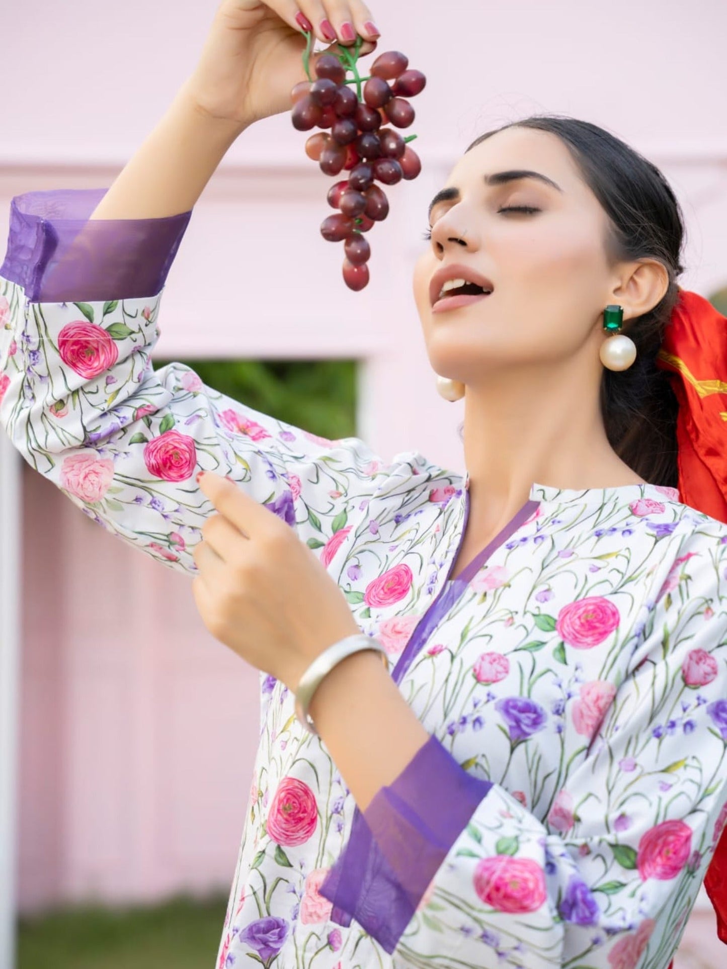 White and Purple-White and Purple-Fatima Hussain Lawn Printed Stitched 2-Piece Suit