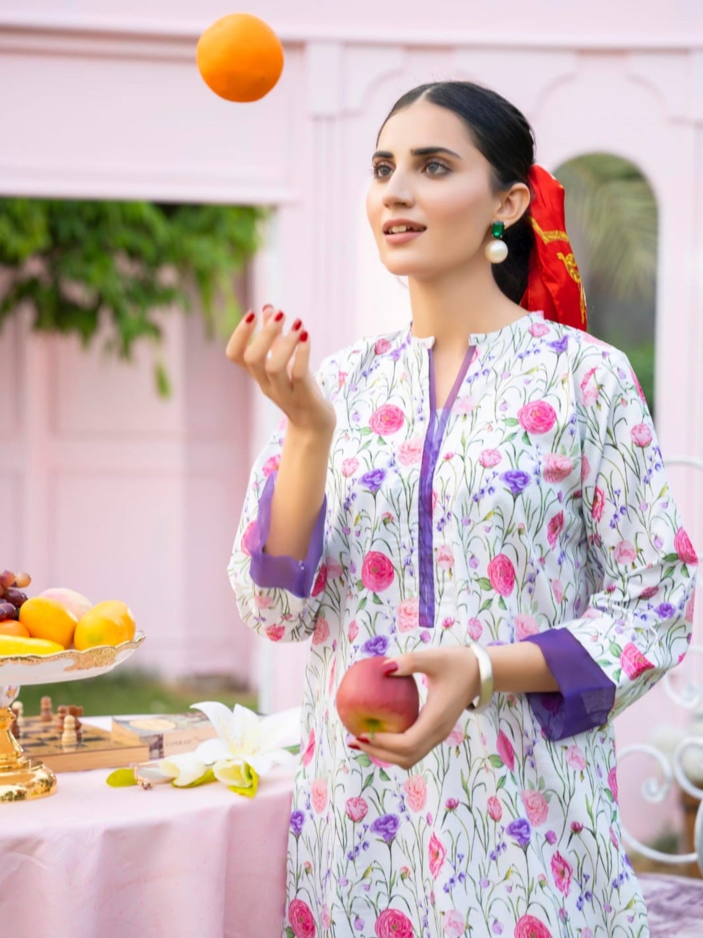 White and Purple-White and Purple-Fatima Hussain Lawn Printed Stitched 2-Piece Suit