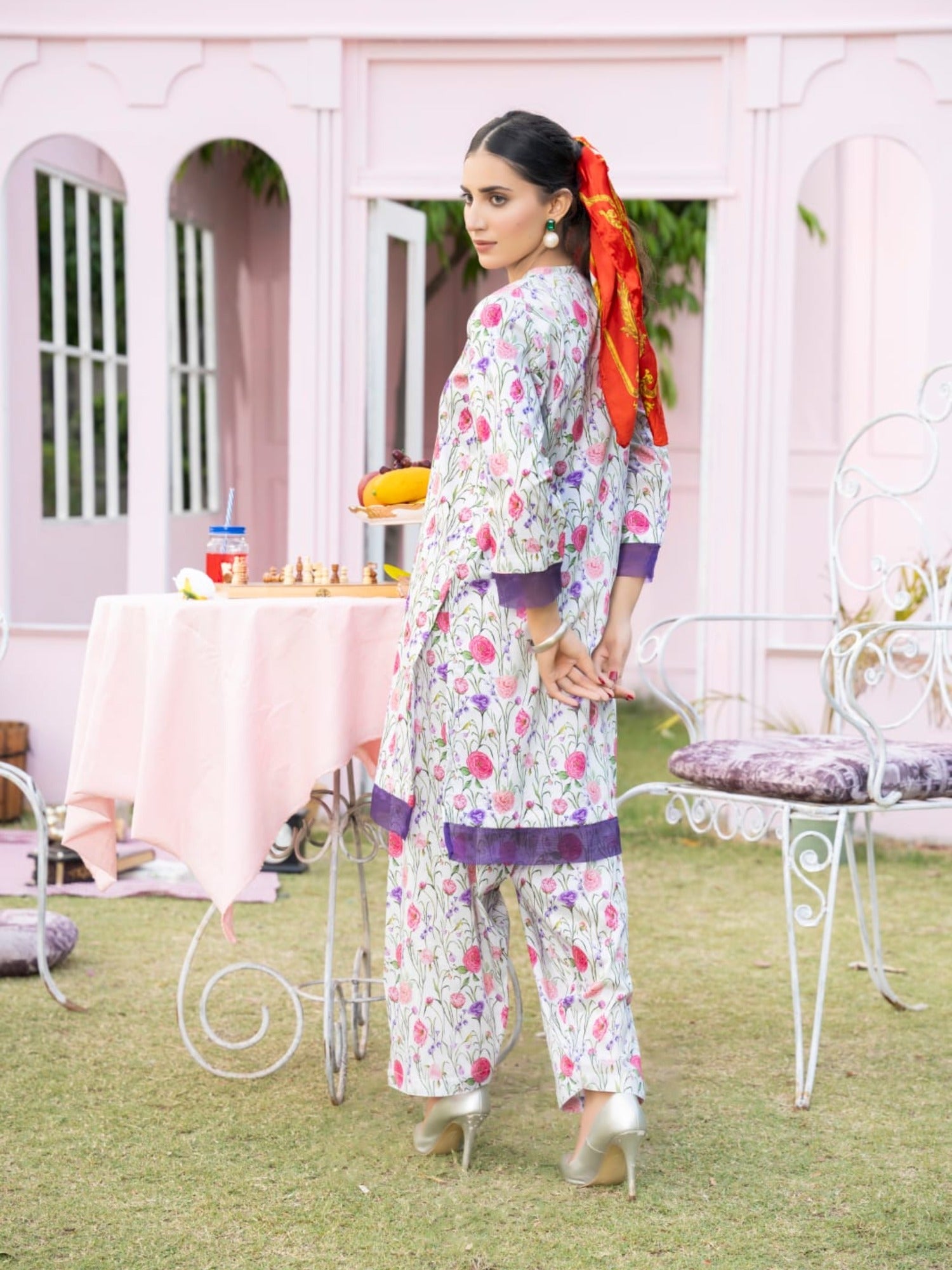 White and Purple-White and Purple-Fatima Hussain Lawn Printed Stitched 2-Piece Suit