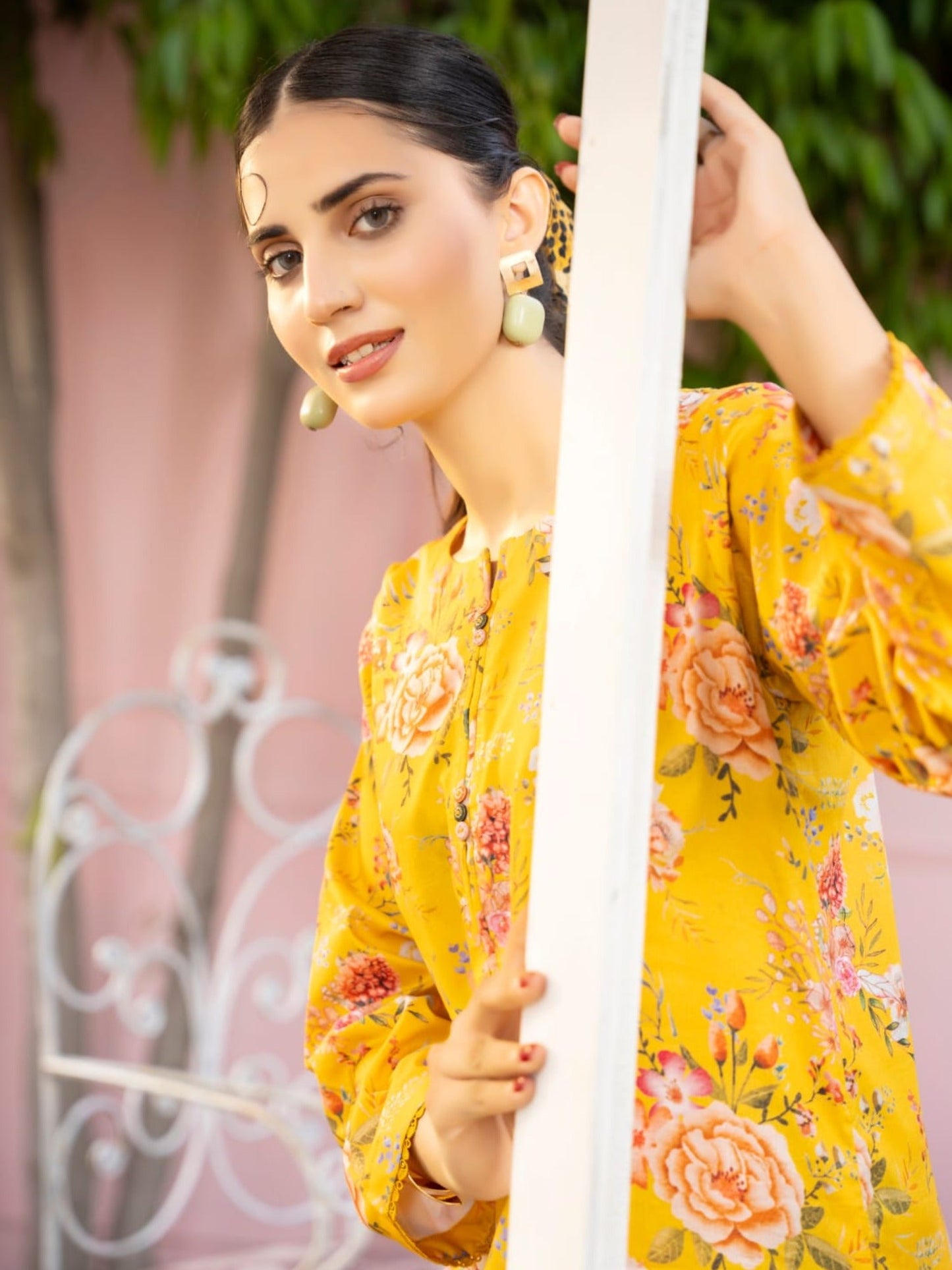 Yellow-Hussain Lawn Printed Stitched 2-Piece Suit