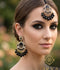 Orya Jewellery Maang Tikka Earrings Set-Black S8