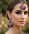 Orya Jewellery Maang Tikka Earrings Set-Purple S9