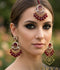 Orya Jewellery Maang Tikka Earrings Set-Maroon Red S6