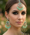 Orya Jewellery Maang Tikka Earrings Set-Jade Green S7