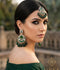 Orya Jewellery Maang Tikka Earrings Set-Emerald Green S10