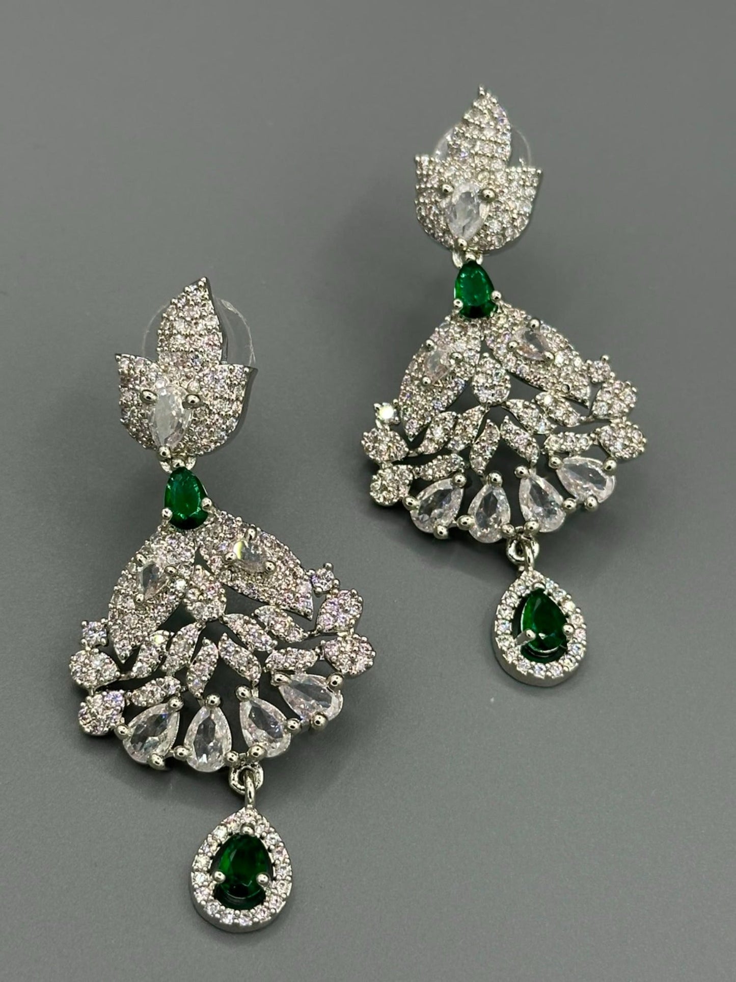 Silver and Green-H&A Jewellery Earrings
