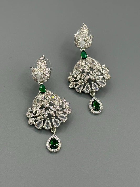 Silver and Green-H&A Jewellery Earrings