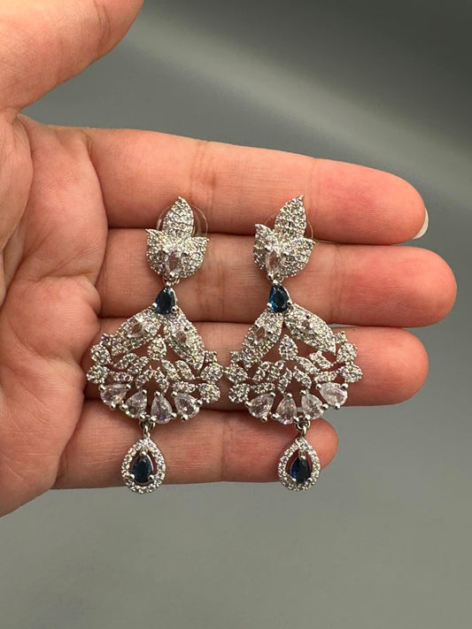 Silver and Blue-H&A Jewellery Earrings