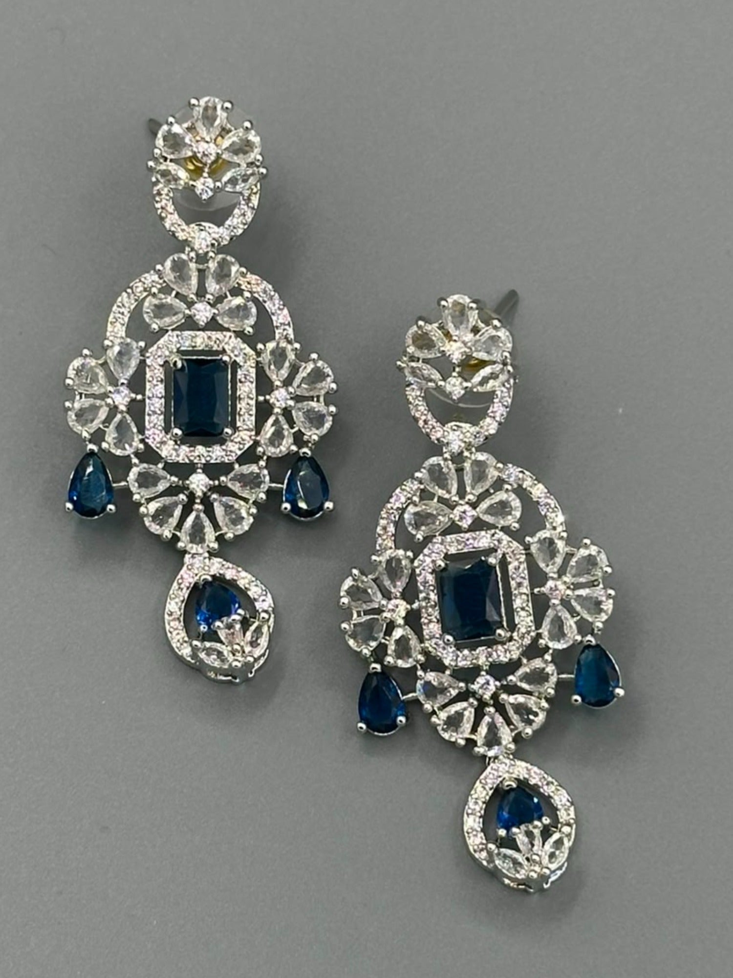 Silver and Blue-H&A Jewellery Earrings