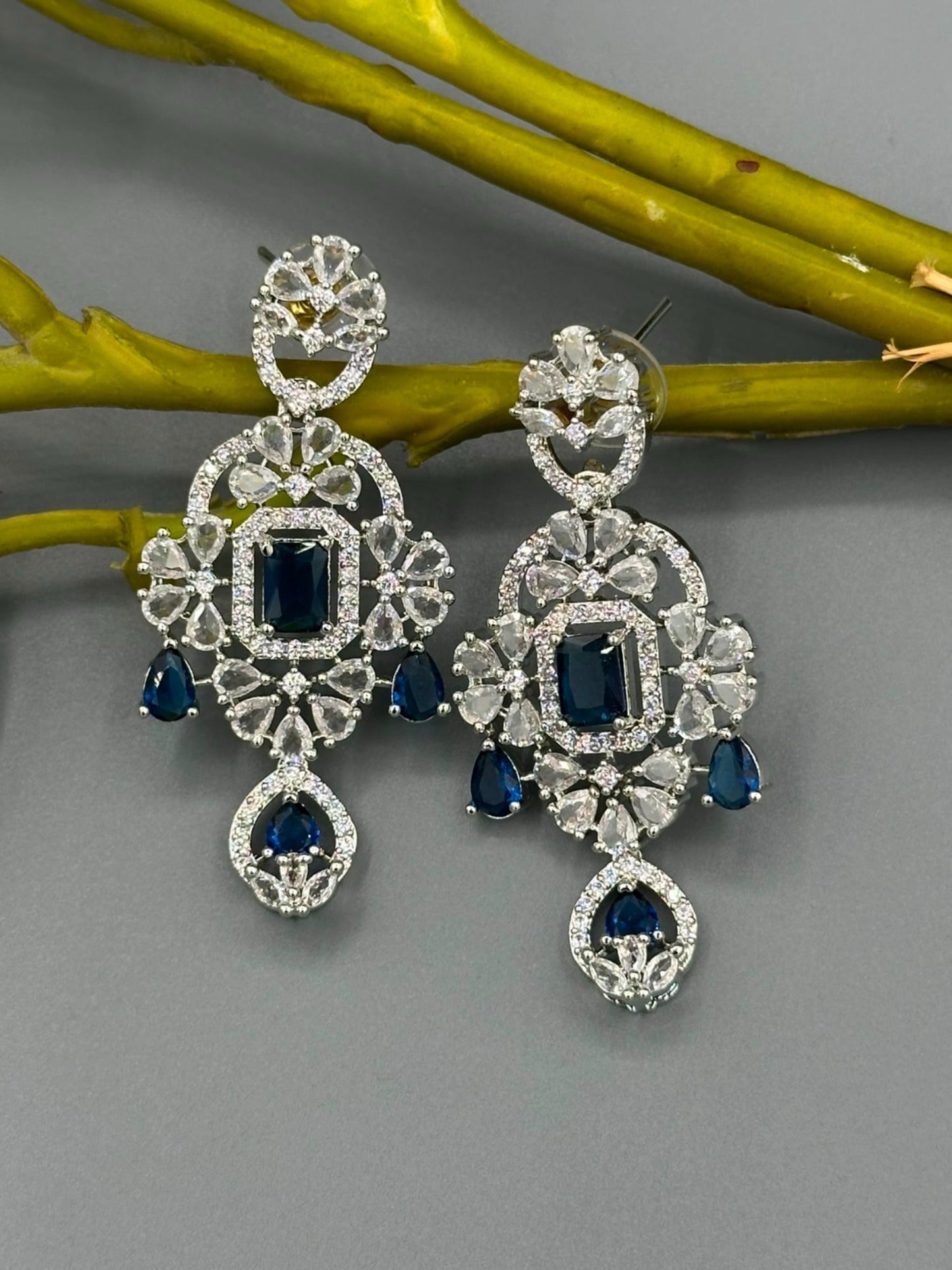 Silver and Blue-H&A Jewellery Earrings