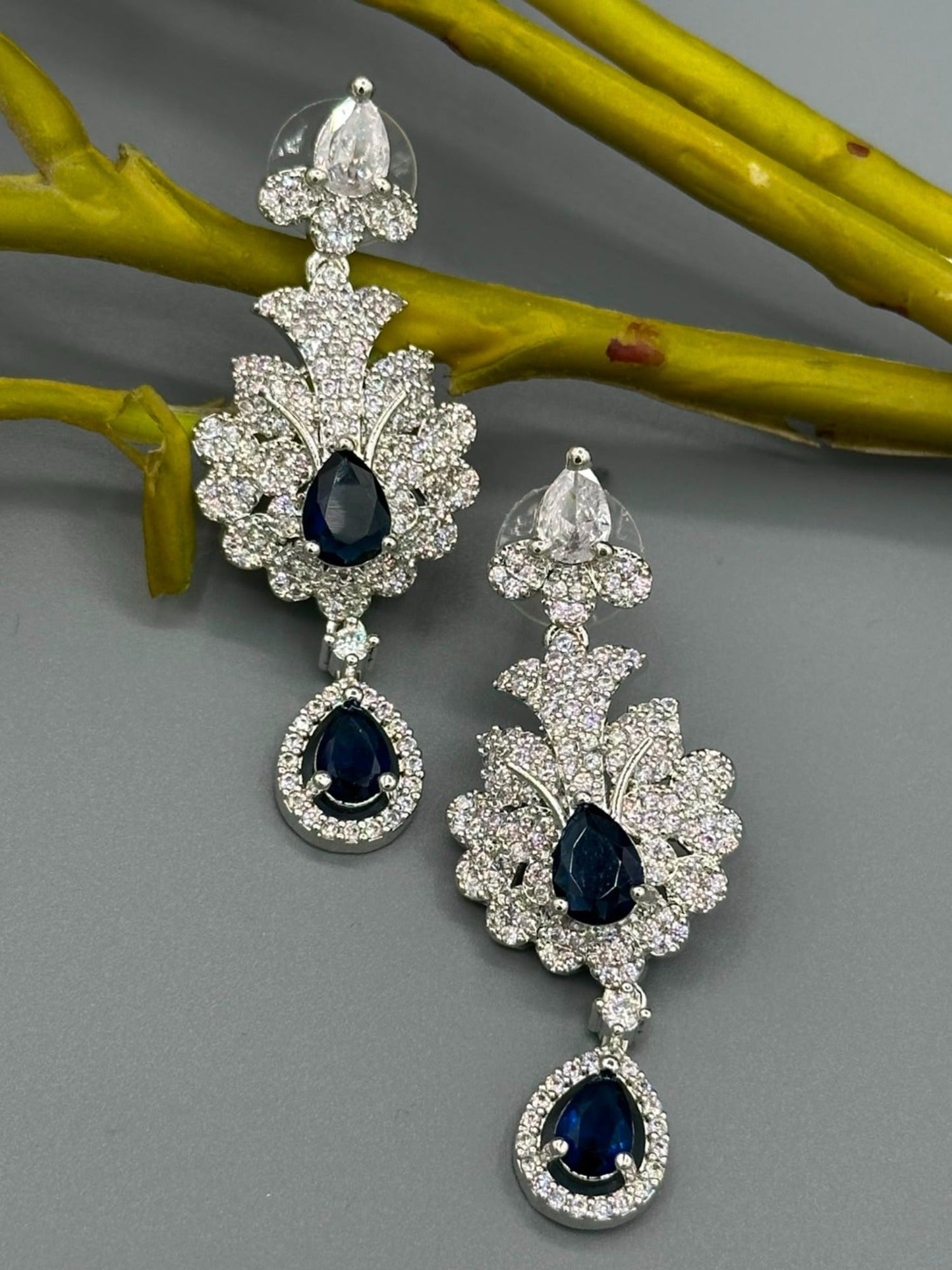 Silver and Blue-H&A Jewellery Earrings