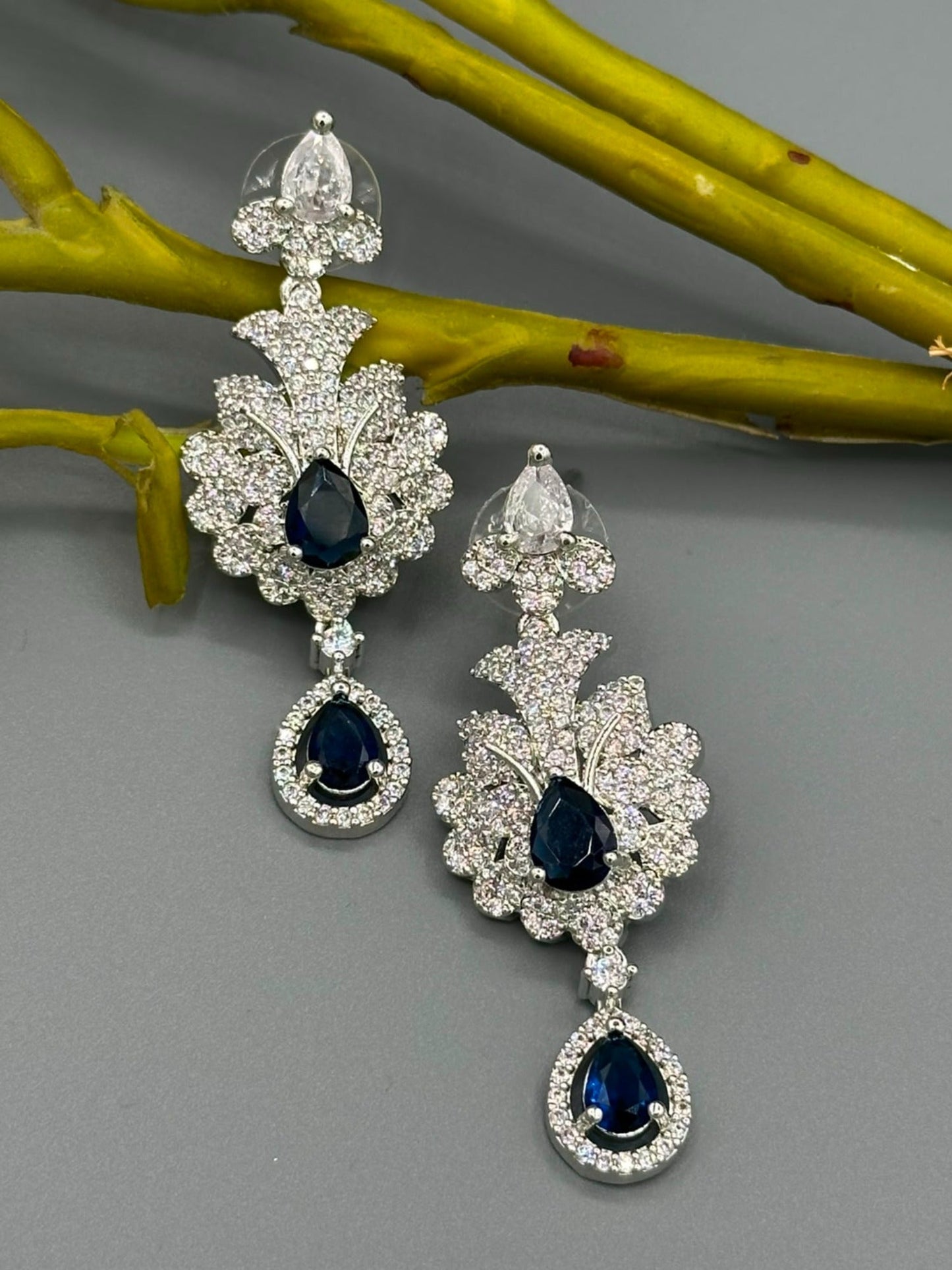 Silver and Blue-H&A Jewellery Earrings