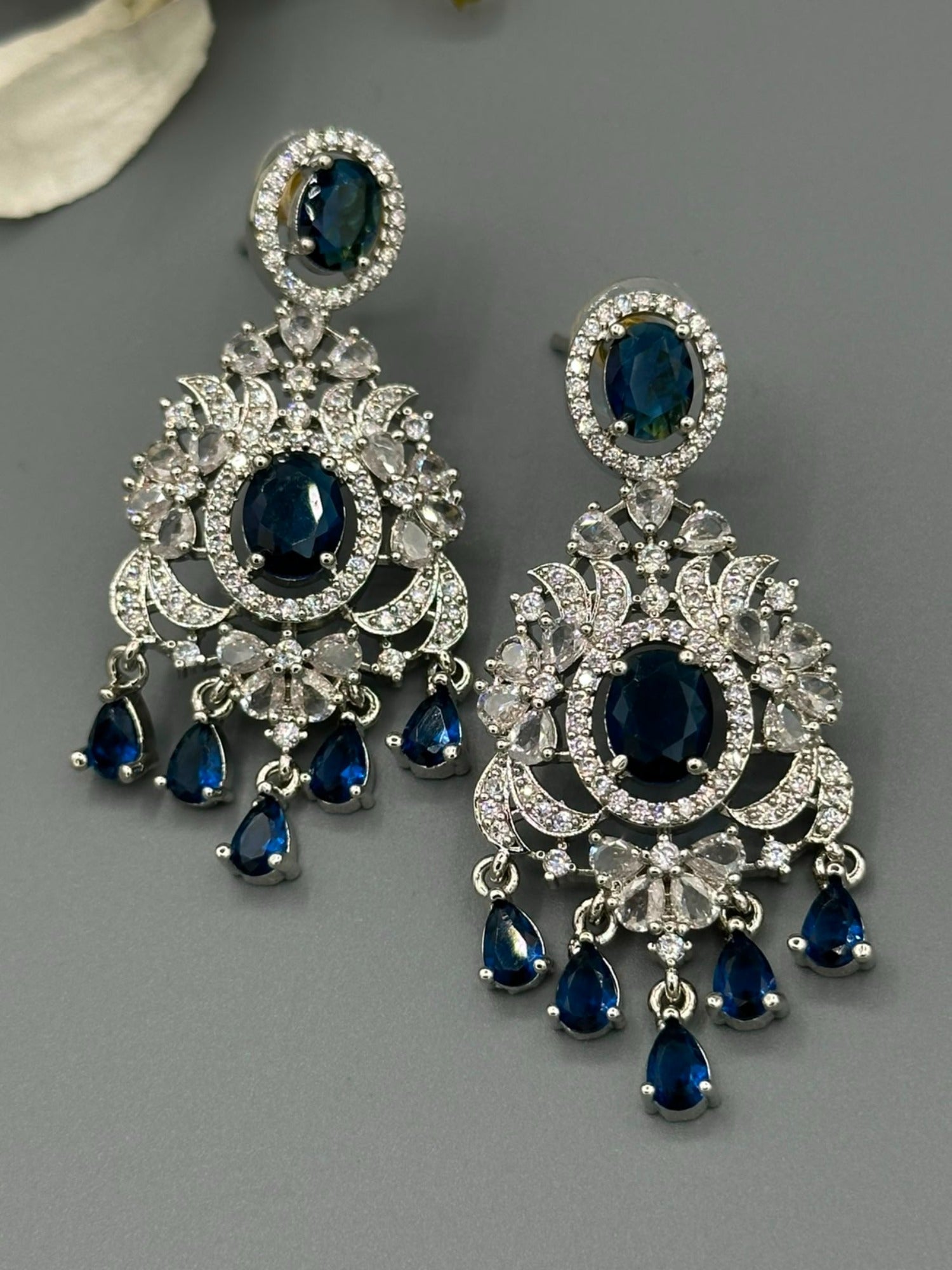 Silver and Blue-H&Aa Jewellery Earrings