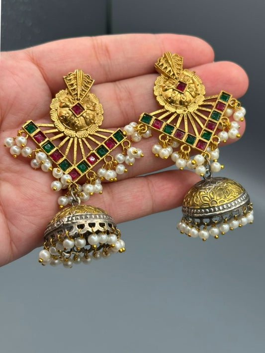 Golden-H&A Jewellery Oxidized Brass Jhumka