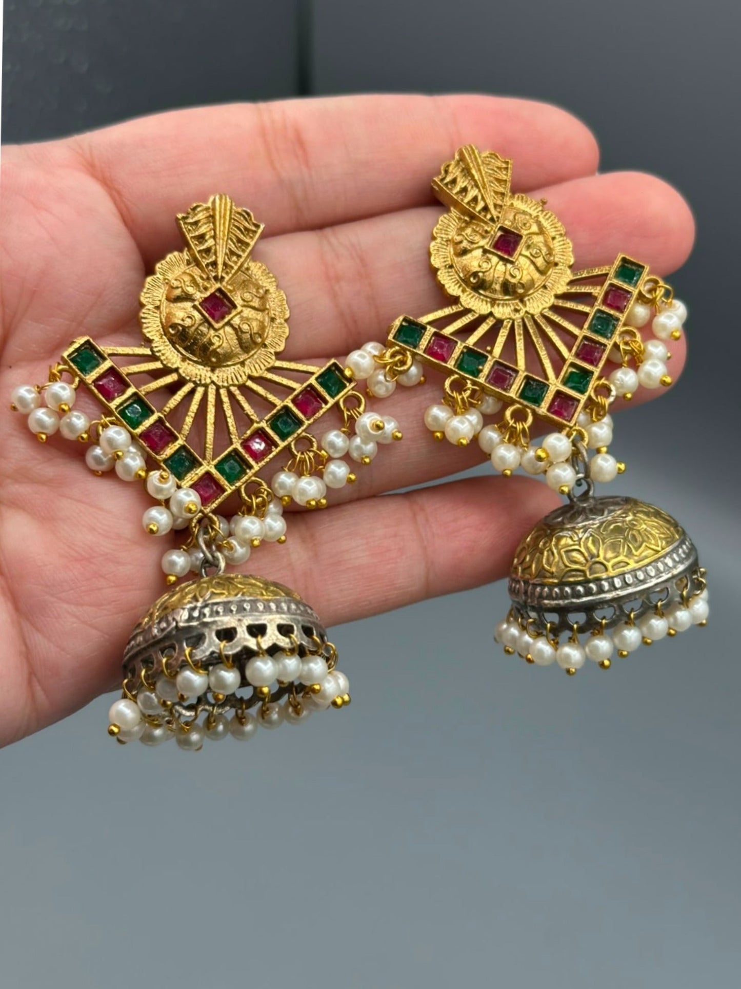 Golden-H&A Jewellery Oxidized Brass Jhumka