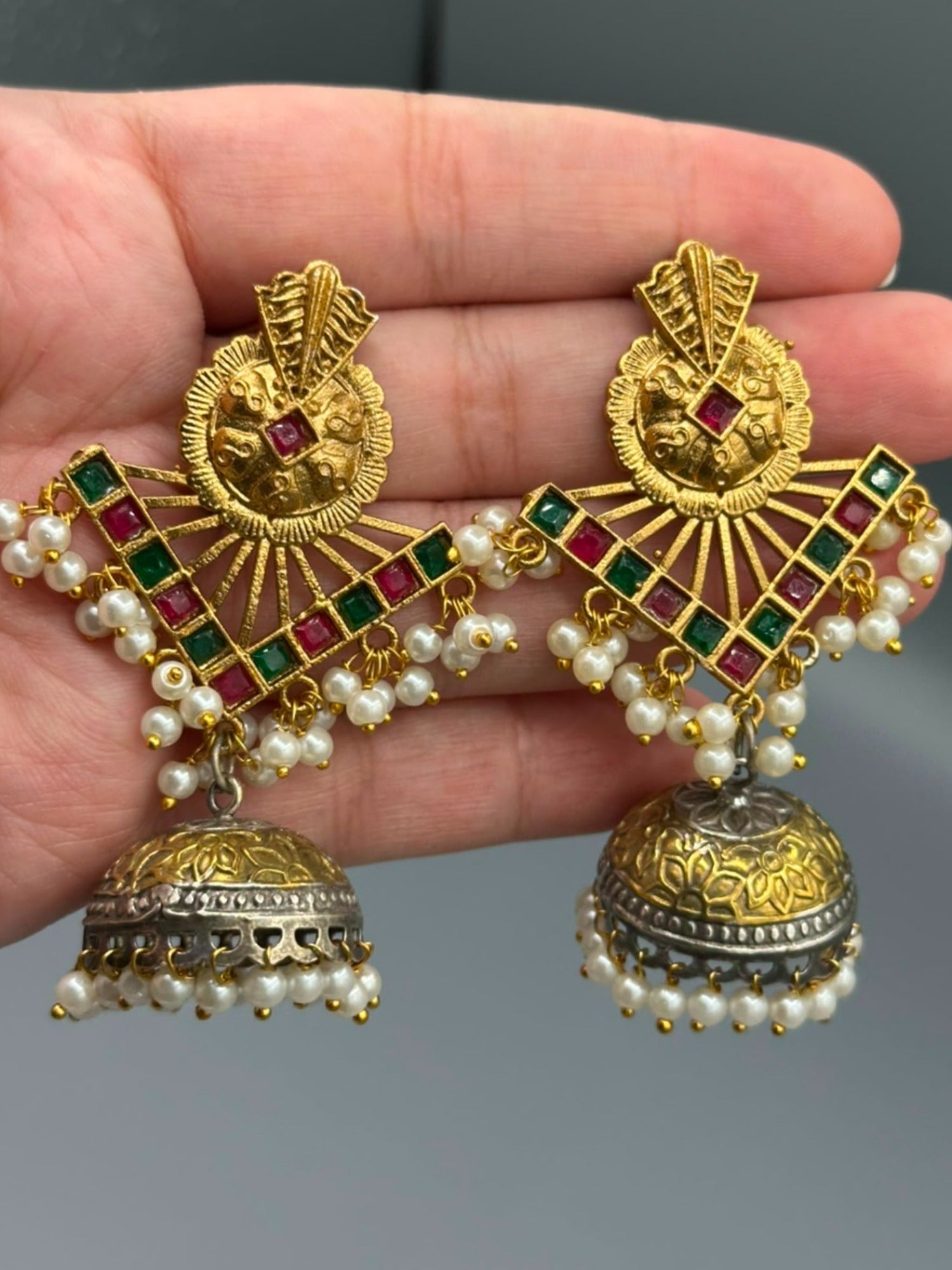 Golden-H&A Jewellery Oxidized Brass Jhumka