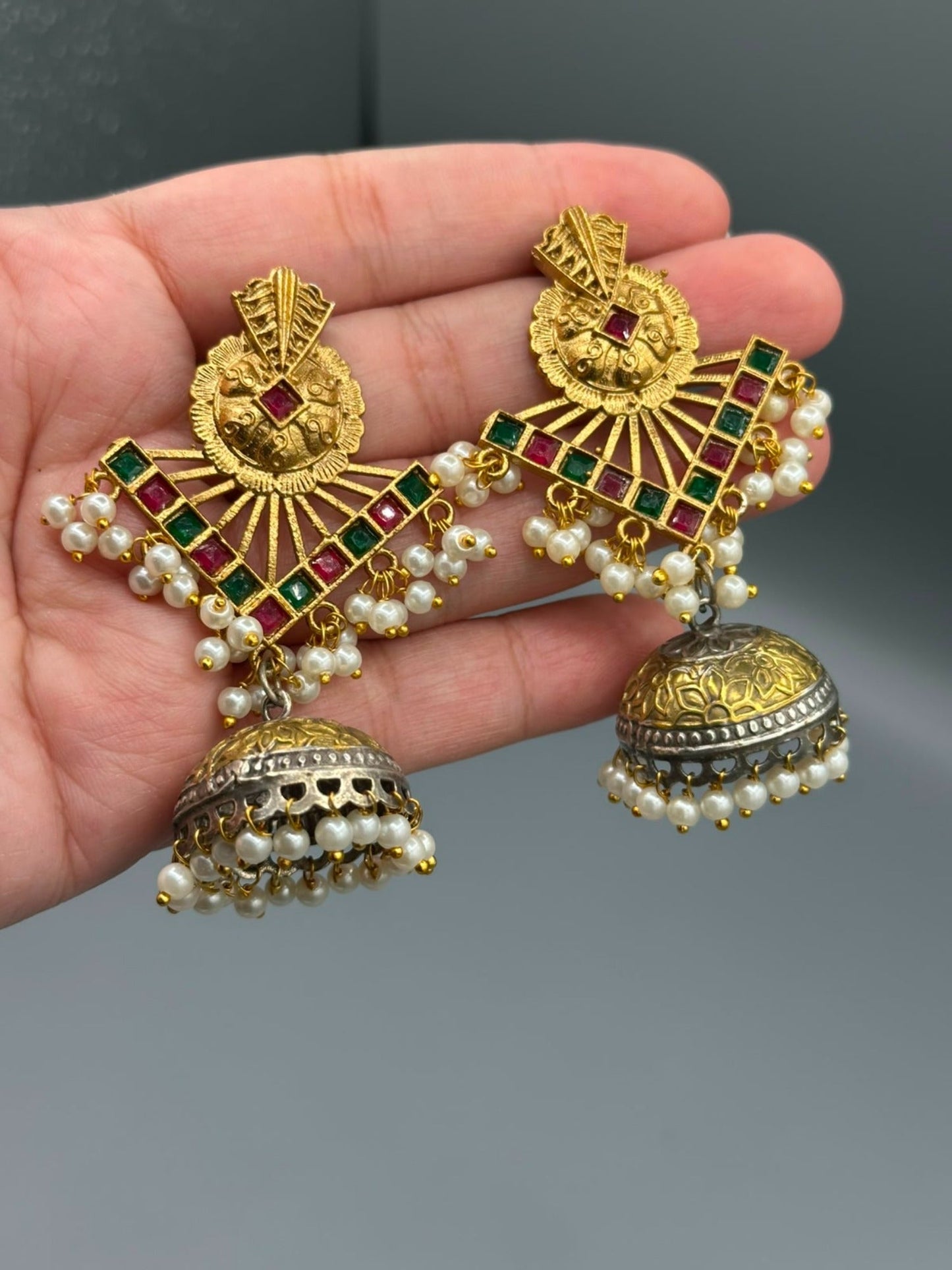 Golden-H&A Jewellery Oxidized Brass Jhumka
