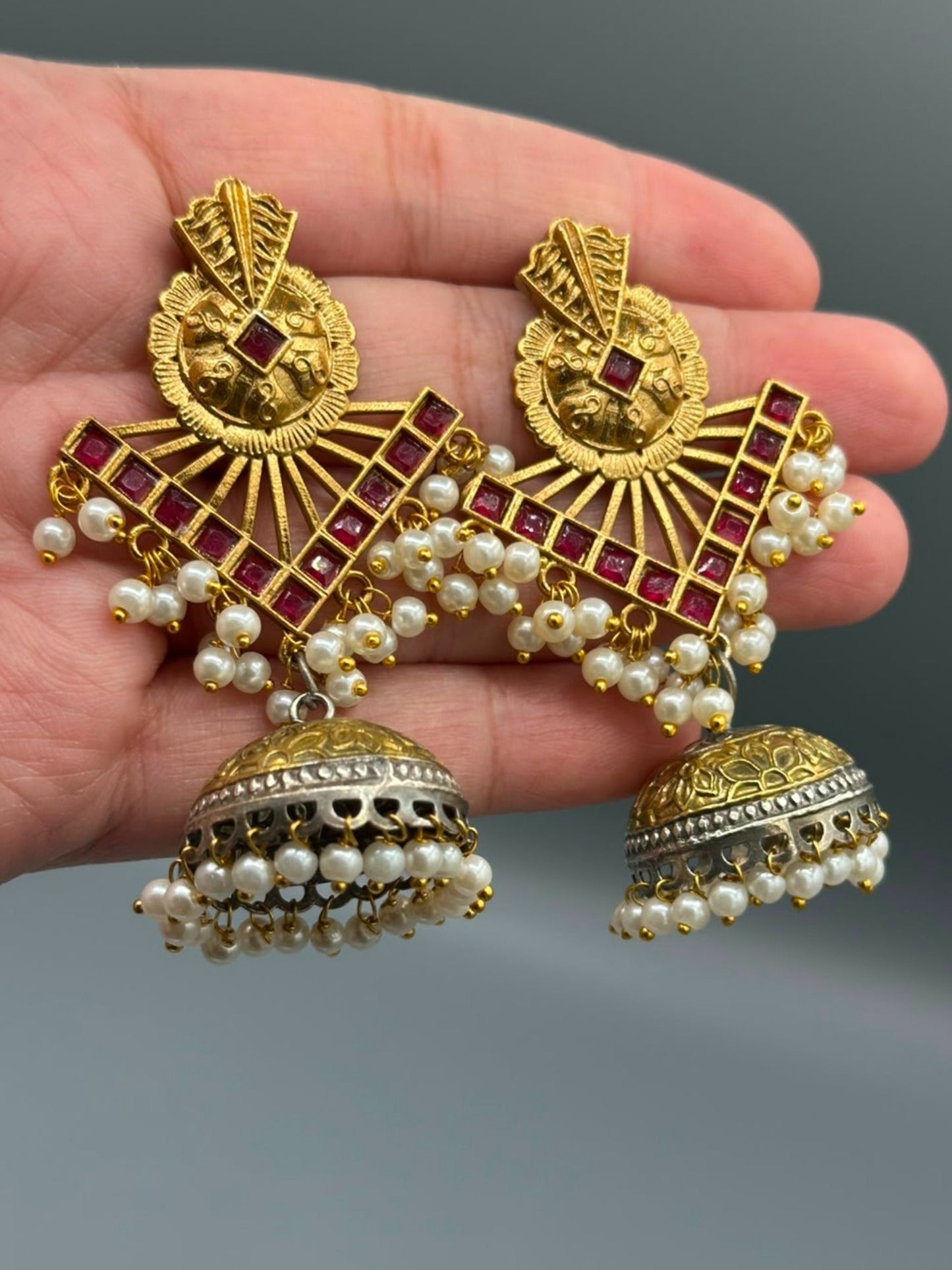 Golden-H&A Jewellery Oxidized Brass Jhumka