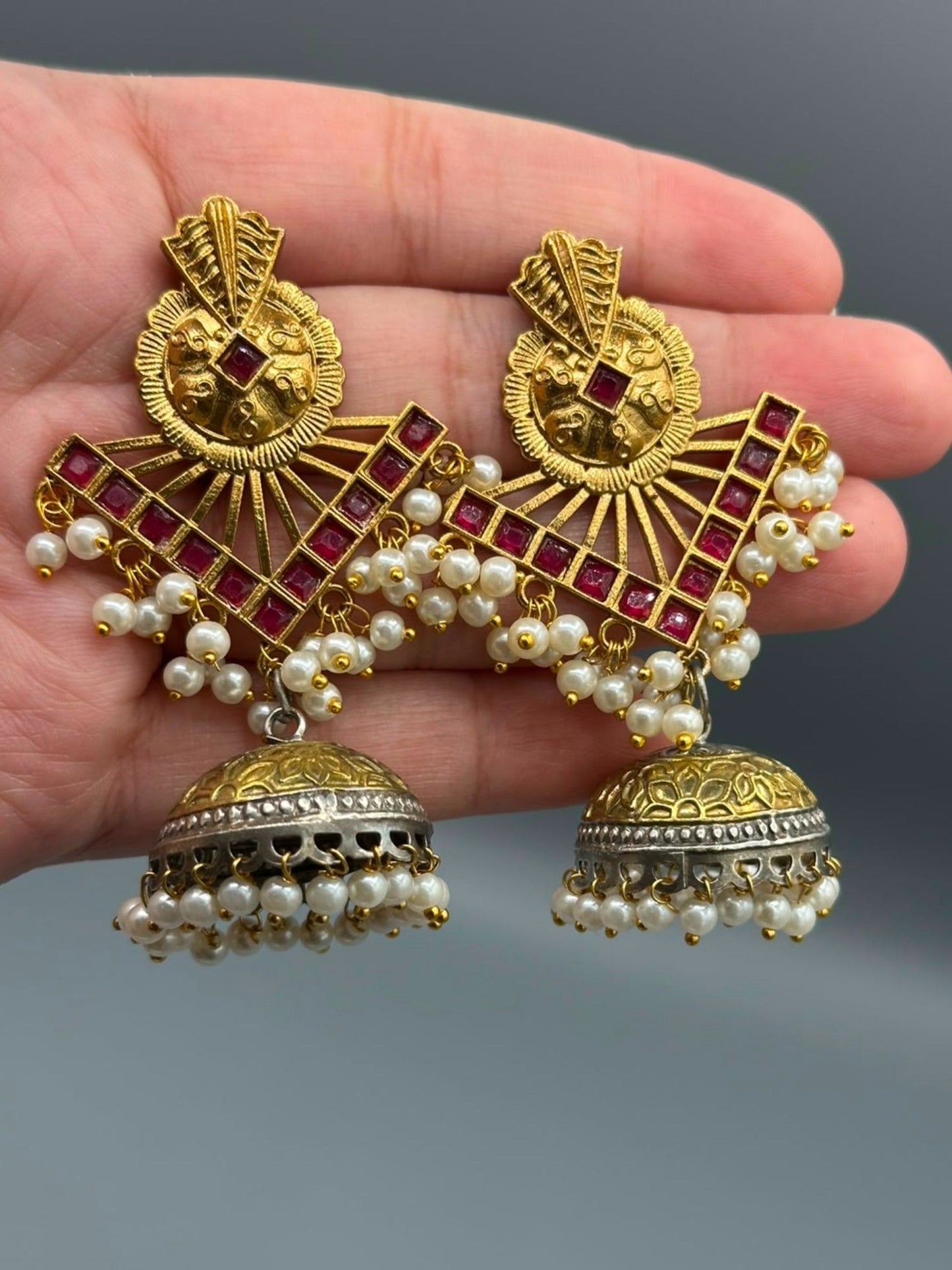 Golden-H&A Jewellery Oxidized Brass Jhumka