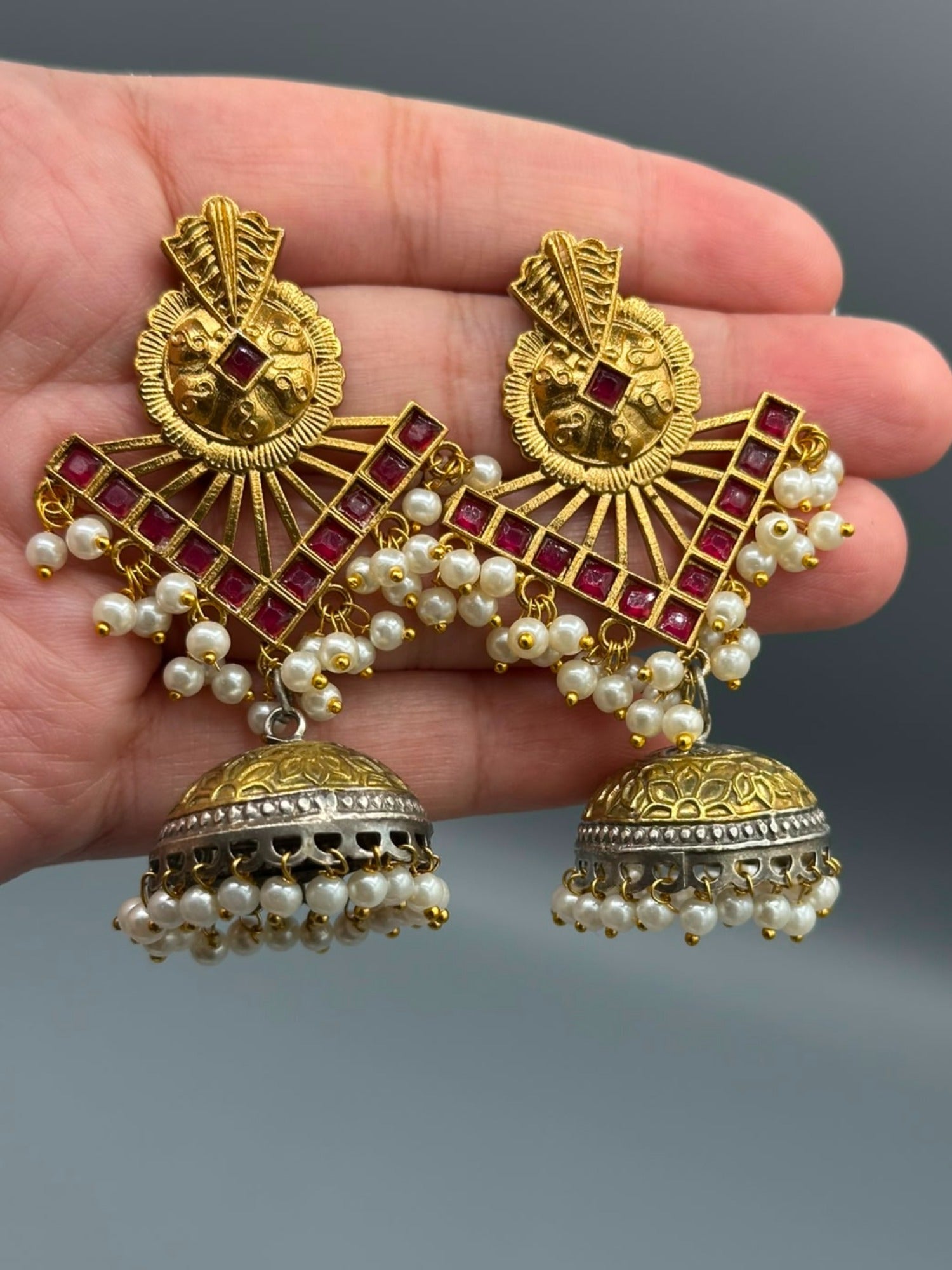 Golden-H&A Jewellery Oxidized Brass Jhumka