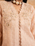 Peach Manahil Arts Organza Embellished Stitched 4-Piece Suit-Style code :181-Peach