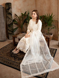 White Manahil Arts Organza Embellished Stitched 3-Piece Suit-Style code :182-Off White