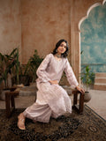 Lilac Manahil Arts Organza Embellished Stitched 3-Piece Suit-Style code :182-Lilac