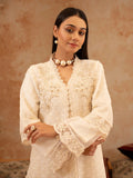 Manahil Arts Organza Embellished Stitched 4-Piece Suit-Style code :181-Off White