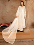 Manahil Arts Organza Embellished Stitched 4-Piece Suit-Style code :181-Off White