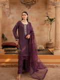 Purple Manahil Arts Raw Silk Embellished Stitched 3-Piece Suit-Style code :186-Purple