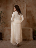 Manahil Arts Chiffon Embroidered Stitched 3-Piece Suit-K-113-Off White
